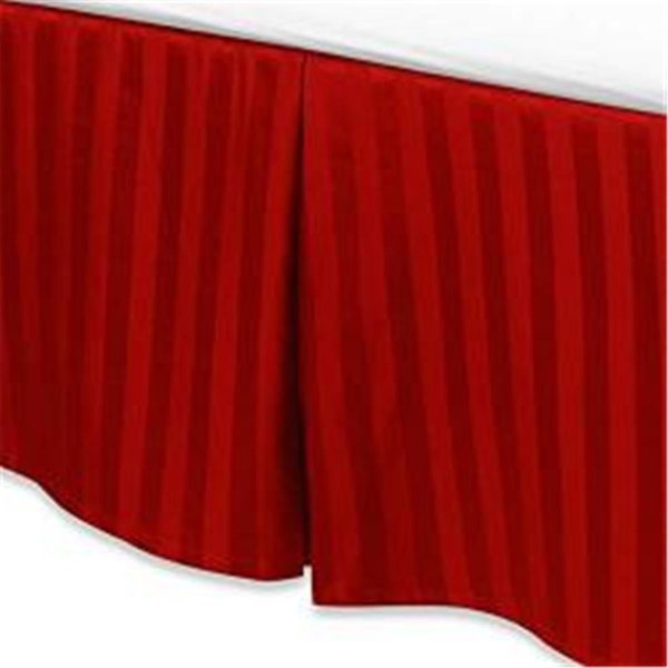 Furnorama Luxury Damask Stripe Tailored 500 Thread Count Bed Skirt; Red - King Size FU1845855